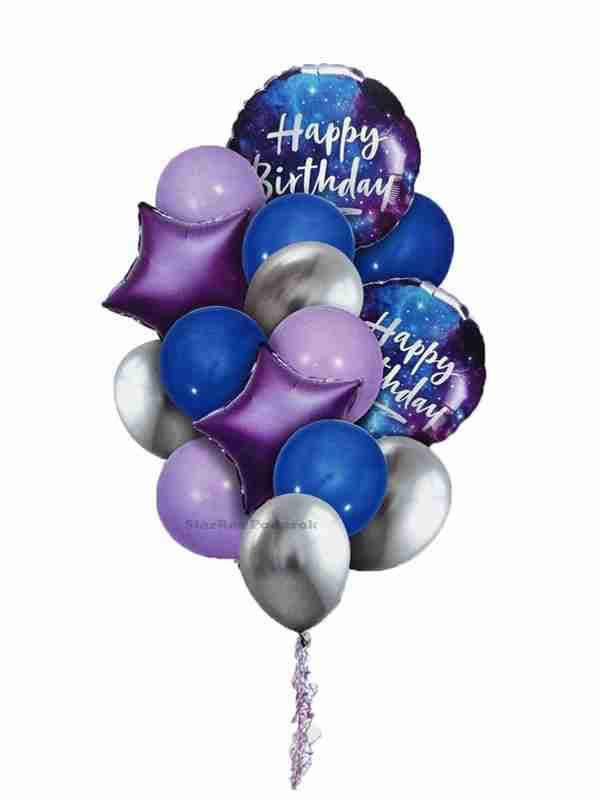 Набор шаров ассорти Happy birthday, синий 1
