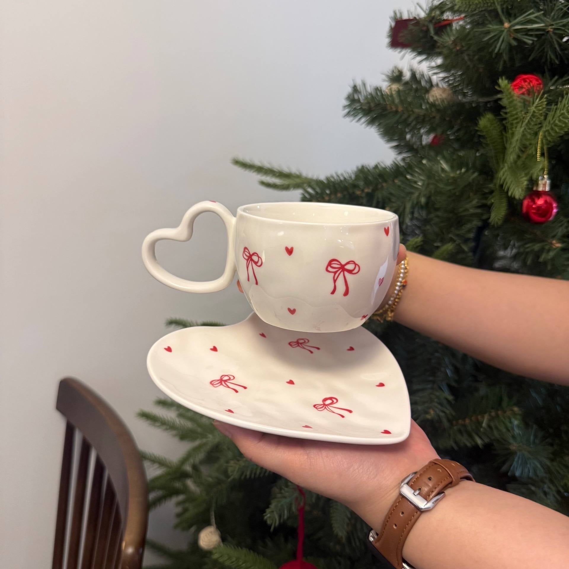 Чайная пара сердце бантик